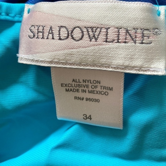 VINTAGE SHADOWLINE Sz 34  (Small) Turquoise Blue 100% Nylon Pajamas - Picture 4 of 6